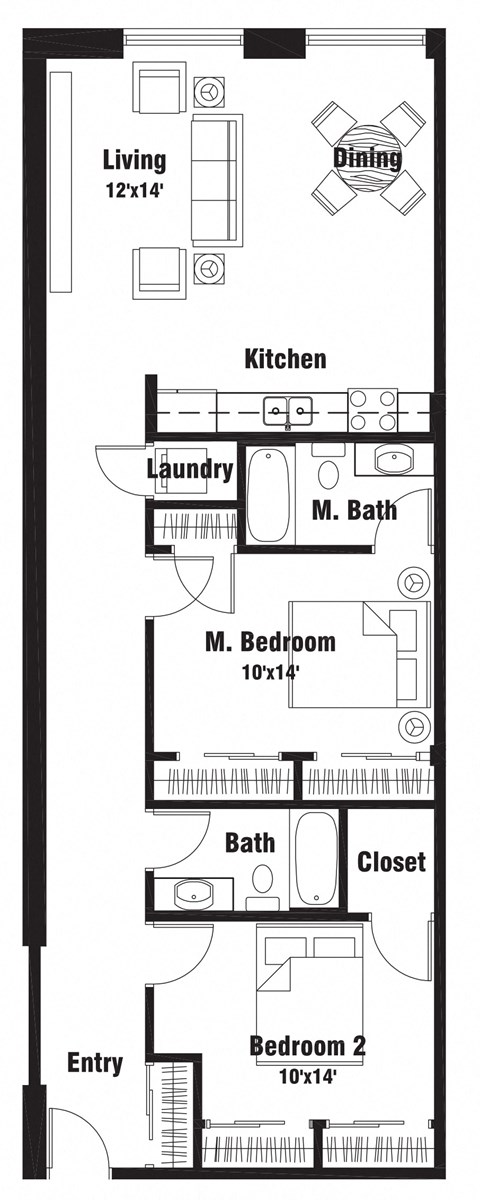 C2 Floor Plan at Riverpoint Lofts, Des Moines  